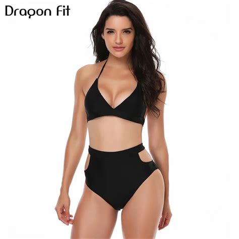 Dragon Fit Sexy Hollow Out Bandage Adjustable Push Up Bikini Women High