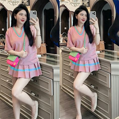 Thời Trang Bigsize Set Bộ Váy Bigsize Thun Tăm Cổ Tim Hot Hit Nữ