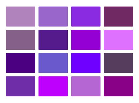 Purple Color Shades Swatches Palette With Names Vector 47 Off