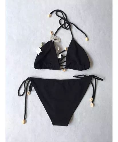 Stradivarius Bikini Negro Clasico De Tiras Ajustables Meses Sin Intereses