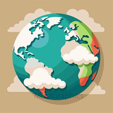 2D Coloful Earth Map Globe by MustGraphics6 on Dribbble