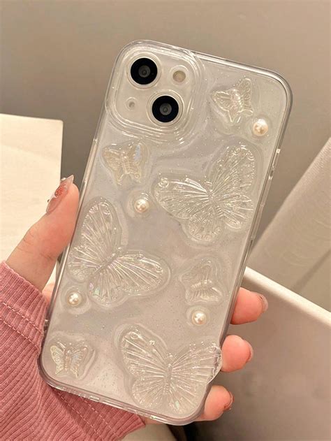 Funda De Celular Transparente Con Dise O De Mariposa Moda De Mujer