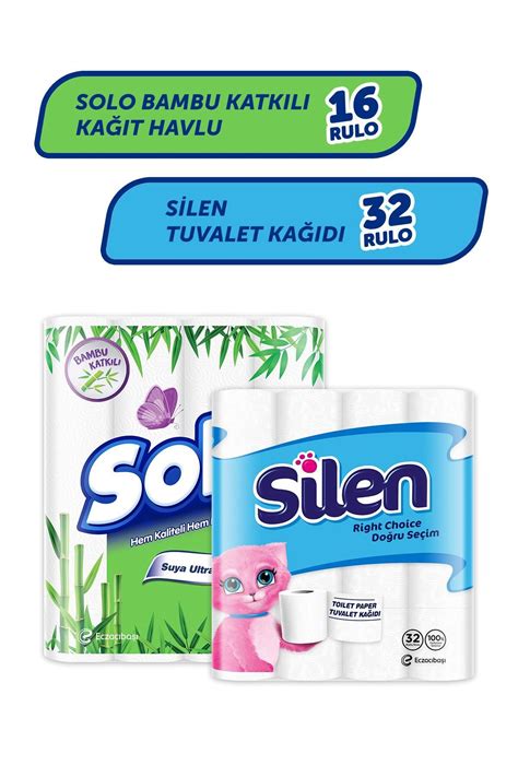 Solo Bambu Katkılı Kağıt Havlu 16 Rulo Silen Tuvalet Kağıdı 32 Rulo