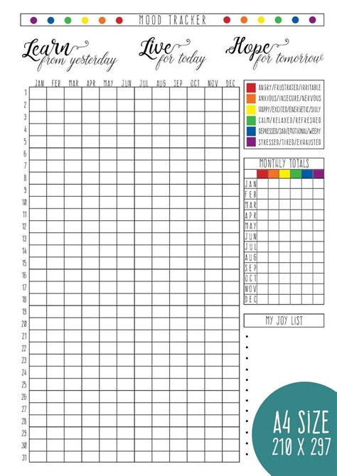 Free Printable Mood Tracker Template