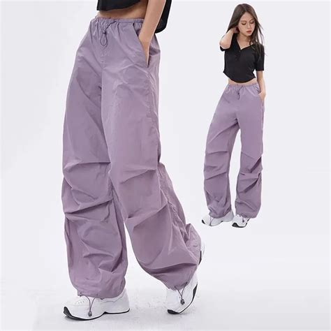 Xpqbb Y2K Parachute Pants Women Harajuku Streetwear Wide Leg Baggy