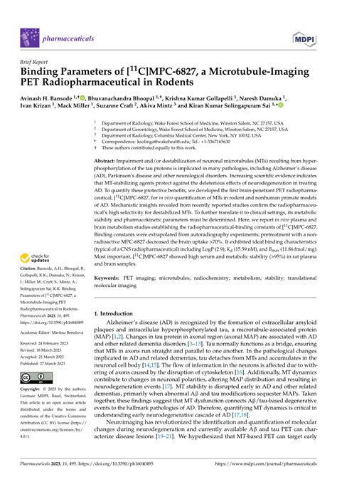 Pdf Binding Parameters Of C Mpc A Microtubule Imaging Pet