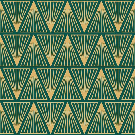 Vintage Art Deco Seamless Pattern Line Art Geometric Gold Shapes