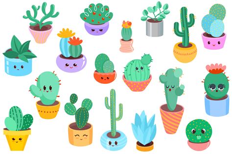 Cute Cacti Clipart - 18 vector items By Tatiana Cociorva Designs ...