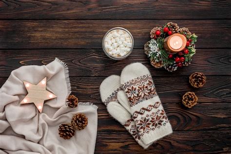 Premium Photo Cozy Christmas Evening With Cocoa Flat Lay