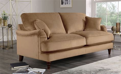 Charleston Oatmeal Velvet 3 Seater Sofa Furniture Choice