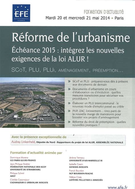 Conférence CAZAMAJOUR URBANLAW Avocats Réforme de l urbanisme Loi