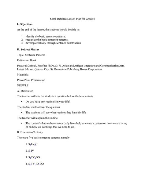 Platinum English Lesson Plan Grade 8 6