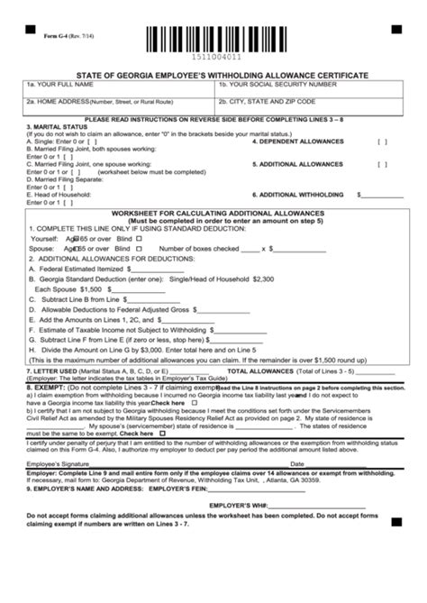 Georgia State Tax Withholding Form For Employees