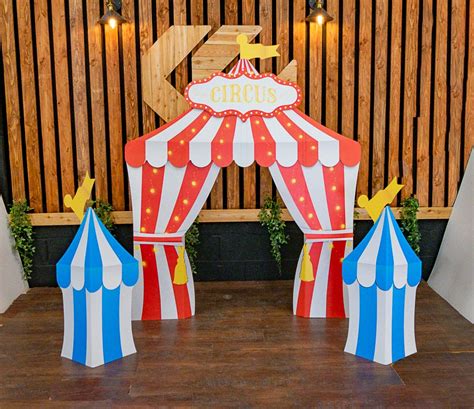 Circus Tent Stands, Huge 6FT Circus Themed Backdrop, 3 Tents & Sign ...