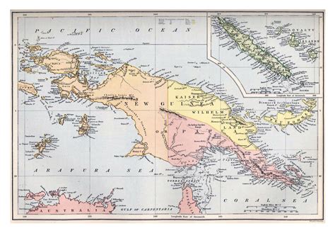 Large detailed old map of New Guinea and New Caledonia - 1884 | Papua ...