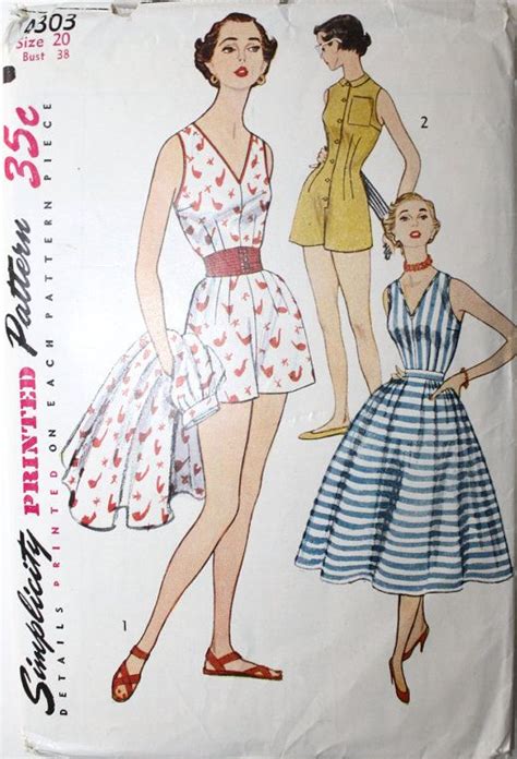 Simplicity 4303 Princess Seam Playsuit Vintage Bathing Suit Patterns