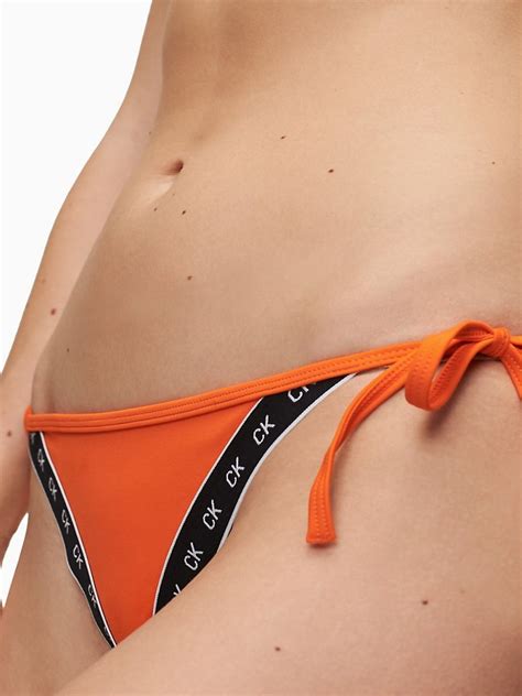 Calvin Klein Cheeky String Side Tie Vermillion Orange Bikini Bottom