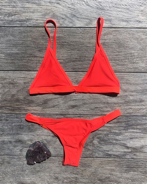 Neon Orange Brazilian Bikini Set Swimsuit Bali Etsy