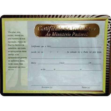 1 certificado de ordenação ao ministério pastoral Shopee Brasil