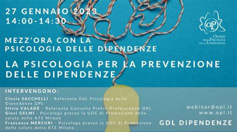 Mezzora Con La Psicologia Delle Dipendenze Settimo Incontro La