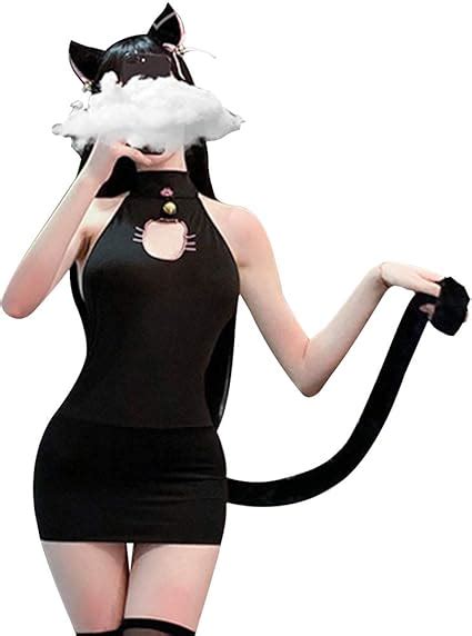 Yomorio Anime Cat Lingerie Cute Cat Face Keyhole Bodycon Dresses Cosplay Costume