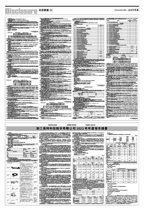 2024年04月23日 第52版：信息披露 上海证券报