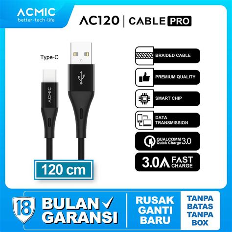 Jual ACMIC AC120 Kabel Data Charger USB Type C 120cm Fast