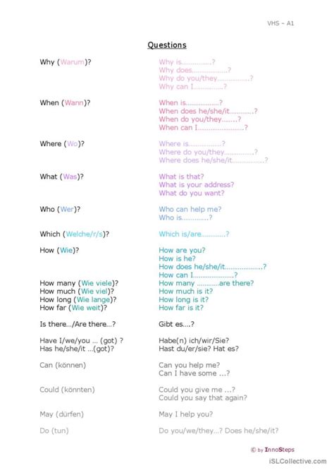 Question words and verbs general gra Français FLE fiches pedagogiques