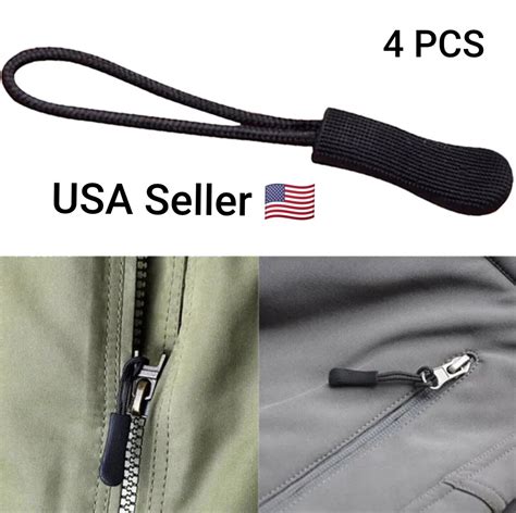 4PC Zipper Pull Puller End Fit Rope Tag Replacement Clip Broken Buckle