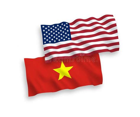 Banderas De Vietnam Y Estados Unidos Sobre Fondo Blanco Ilustraci N Del