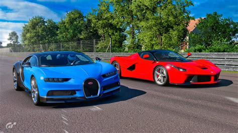 Bugatti Chiron Vs Ferrari Laferrari Gran Turismo 7 Youtube