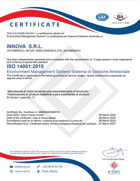 Iso 14001 Innova Servizi