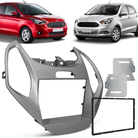 Moldura Painel Ford Ka Hatch Sedan A Din Prata Parcelamento