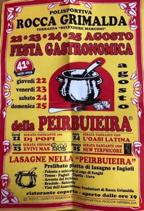 41 FESTA GASTRONOMICA DELLA PEIRBUIEIRA Di ROCCA GRIMALDA Sagre