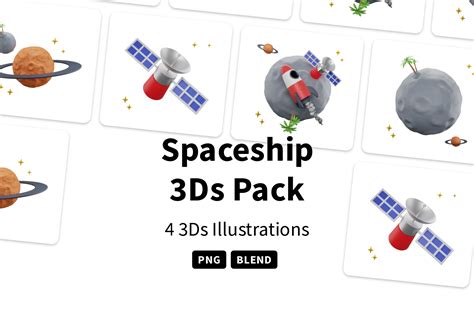 Free Spaceship 3D Illustration Pack - 4 Science & Technology 3D Illustrations | PNG, BLEND, glTF ...