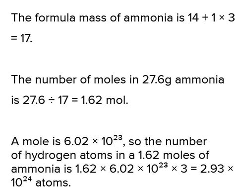 How Many Atoms Of Hydrogen Are There In G Of Nh Brainly In