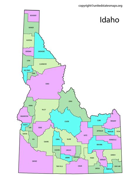 Idaho County Map County Map Of Idaho With Cities