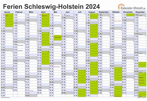 Ferien Schleswig Holstein Ferienkalender Zum Ausdrucken