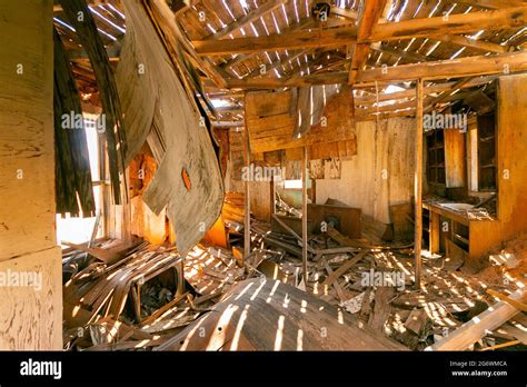 Interior Of Old Derelict Gas Station In The Ghost Town Of Glenrio Texas