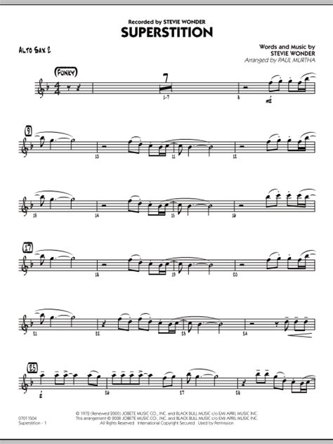 Superstition Alto Sax 2 By Paul Murtha Sheet Music For Jazz Ensemble