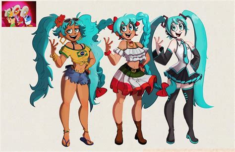 Hatsune Miku And Brazilian Miku Vocaloid And 1 More Drawn By The