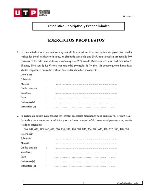 S01 s1 Resolver ejercicios SEMANA 1 1 Estadística Descriptiva