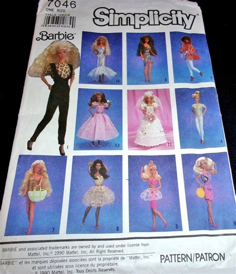 Simplicity Barbie Sewing Pattern 7046 11 5 Doll Clothes Formal And Everyday Outfits Party Dress