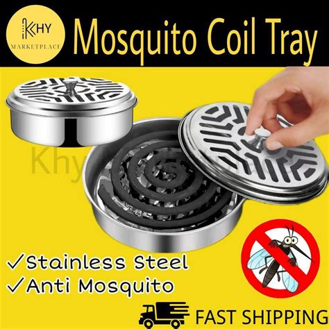 Stainless Steel Mosquito Coils Holder Metal Repellent Rack With Cover