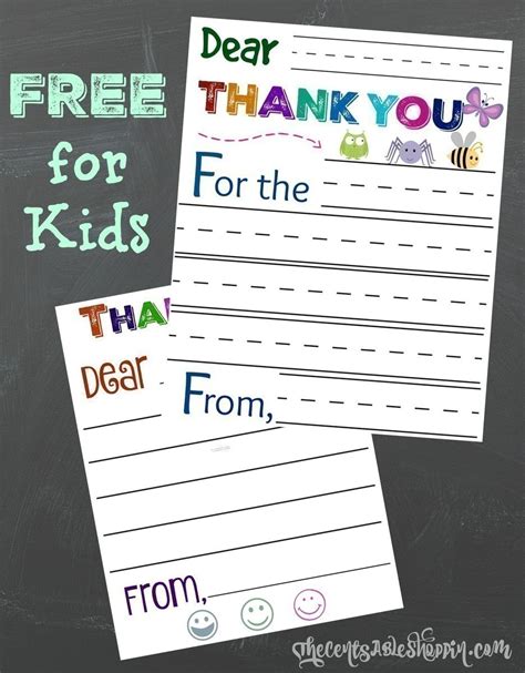 FREE Thank You Cards for Little Kids and Big Kids | The CentsAble Shoppin