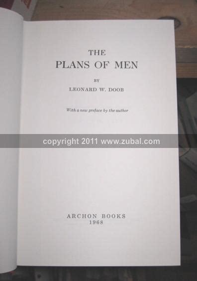 The Plans Of Men By Doob Leonard W New 1968 Zubal Books Since 1961