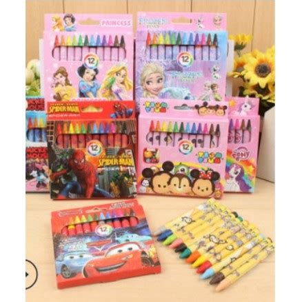 Jual CRAYON PENCIL WARNA WARNA Motif KARTUN 1SET Alat Untuk Mewarnai