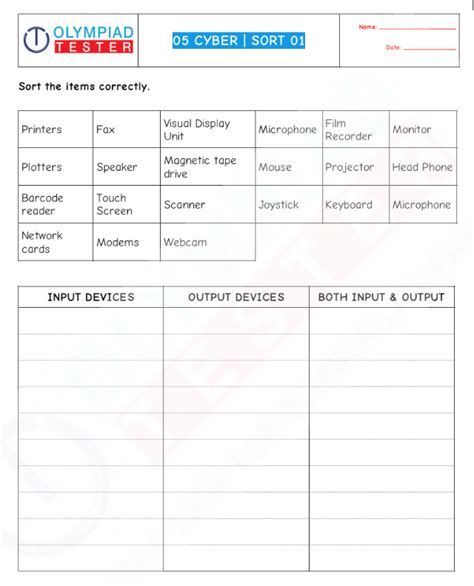 Cyber Olympiad Class 5 Sample Papers Category Sorting Olympiad Tester