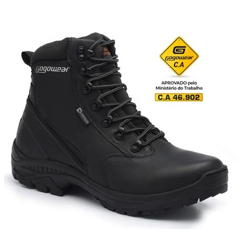 Bota Segurança EPI CA Gogowear Couro ref RP2020 Cano Alto cor Preto