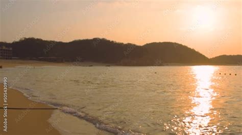 Sunrise On Paradisiacal Beach In Summer Mexican Beaches In Oaxaca Bay